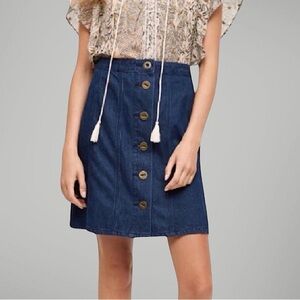 Anthropologie Blue Button-Front Skirt